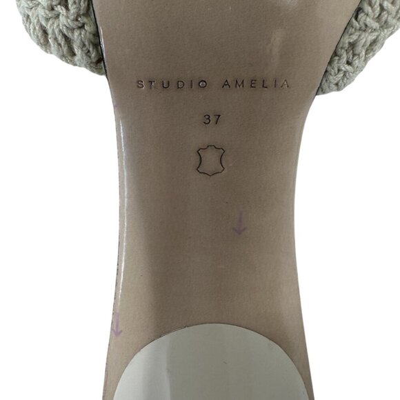 Studio Amelia Crochet Twisted Front Mules Heels Open Toe Slip On Leather Size 7 - Picture 11 of 12